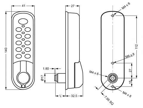 DL1201_CAD Digital lock DL1201 WATERPROOF