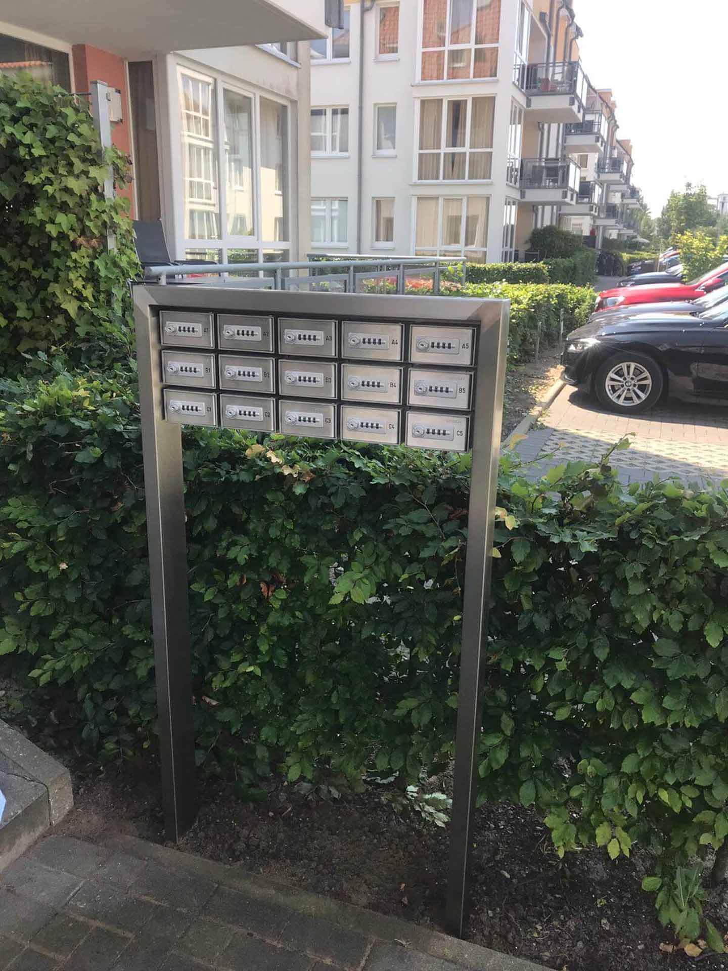 Frontansicht masunt key deposit box wall for standalone outdoor installation I Individual deposit box placement (AISI 316)